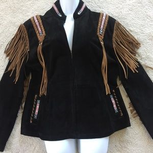 T4 West Ladies Suede Fringed Jacket